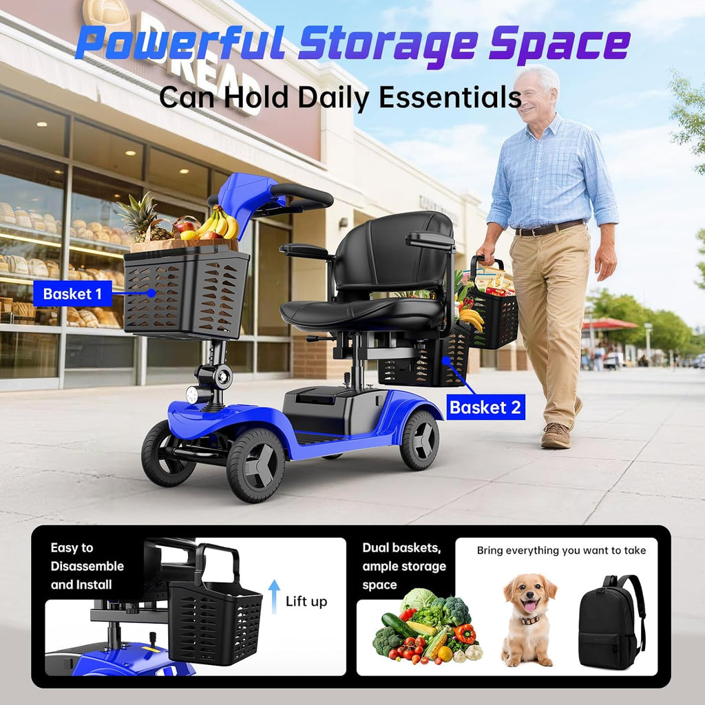Axada Mobility Scooter for Seniors,Motorized Scooter,Detachable Battery,Dual ...