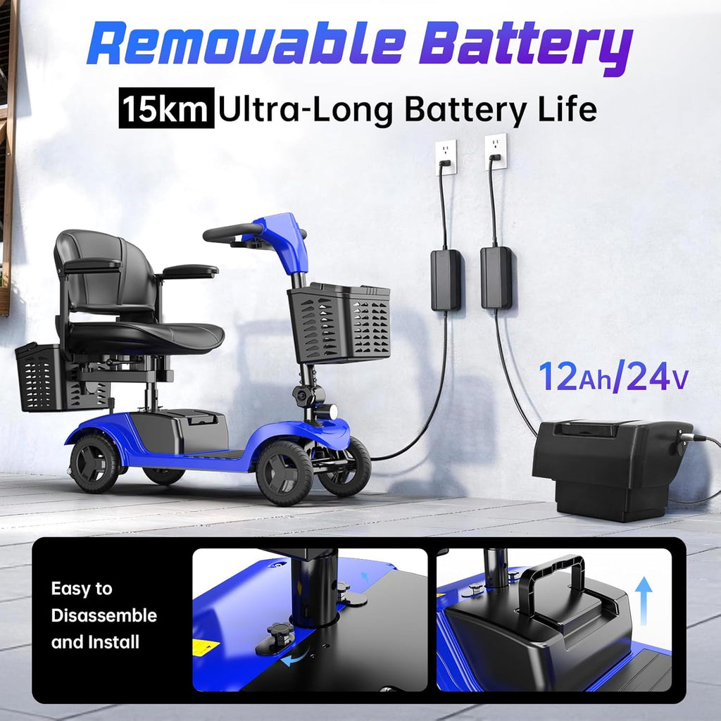 Axada Mobility Scooter for Seniors,Motorized Scooter,Detachable Battery,Dual ...